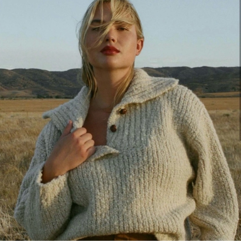 Doen Evita Henley Alpaca & Wool Sweater Size XS